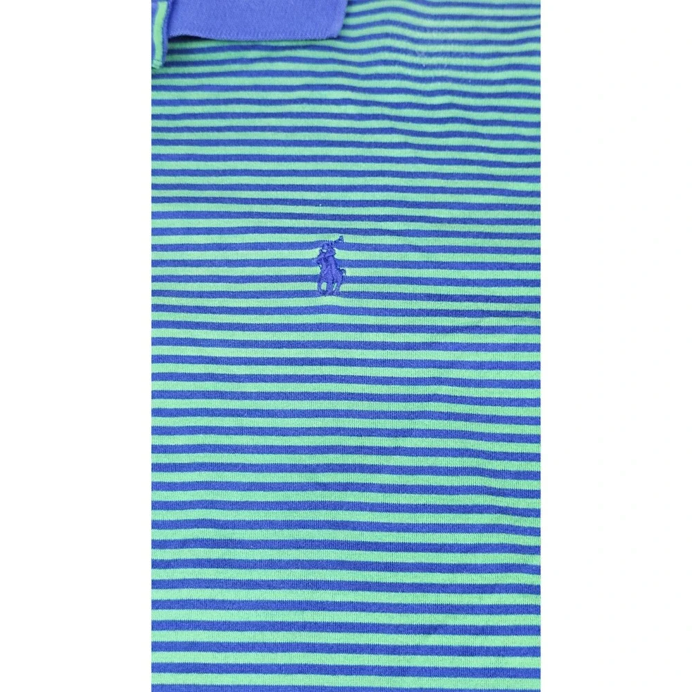 VTG Polo Golf Ralph Lauren Polo Shirt Mens XL Green Blue Stripe Milburn CC